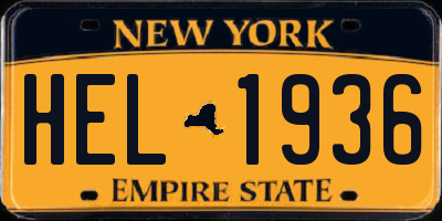 NY license plate HEL1936