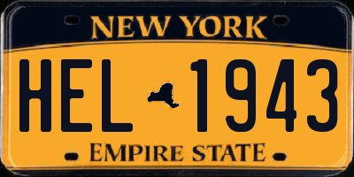 NY license plate HEL1943