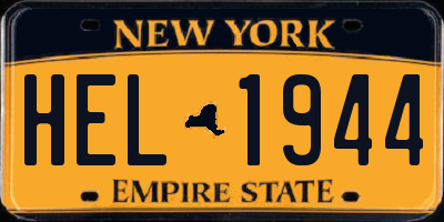 NY license plate HEL1944
