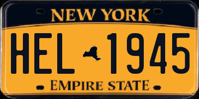 NY license plate HEL1945