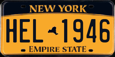 NY license plate HEL1946