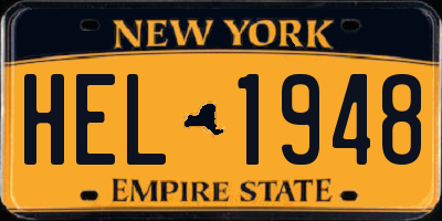 NY license plate HEL1948