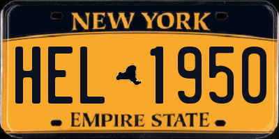 NY license plate HEL1950