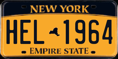 NY license plate HEL1964