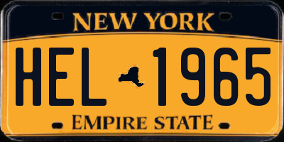 NY license plate HEL1965