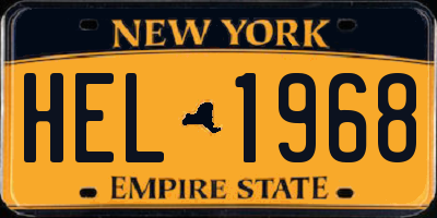 NY license plate HEL1968