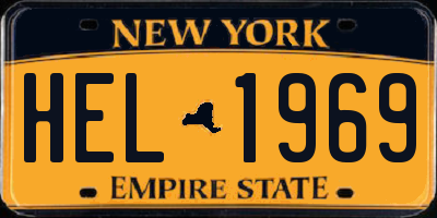 NY license plate HEL1969