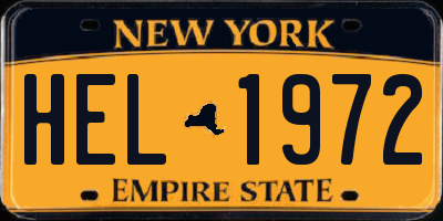 NY license plate HEL1972