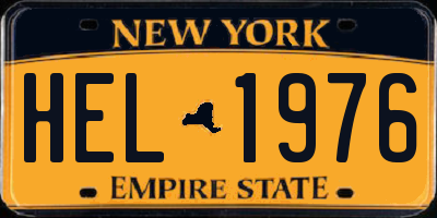 NY license plate HEL1976