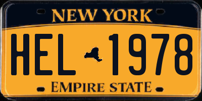 NY license plate HEL1978
