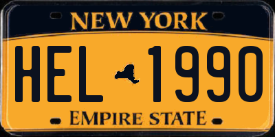 NY license plate HEL1990