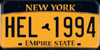 NY license plate HEL1994