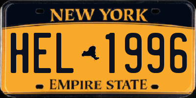 NY license plate HEL1996
