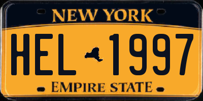 NY license plate HEL1997