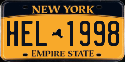 NY license plate HEL1998