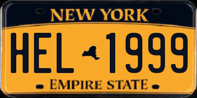 NY license plate HEL1999