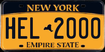 NY license plate HEL2000