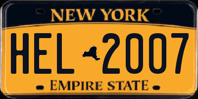NY license plate HEL2007