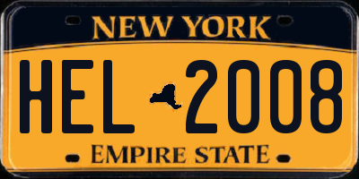 NY license plate HEL2008