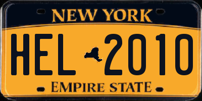 NY license plate HEL2010