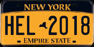 NY license plate HEL2018
