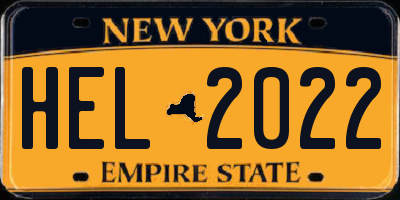 NY license plate HEL2022