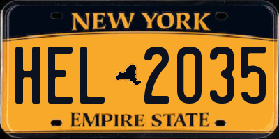 NY license plate HEL2035