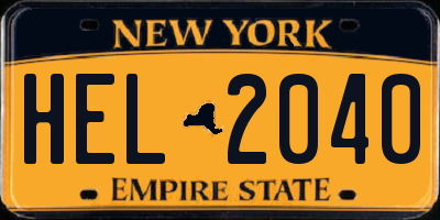 NY license plate HEL2040
