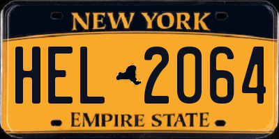 NY license plate HEL2064