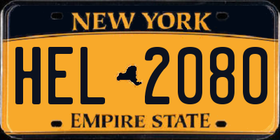 NY license plate HEL2080