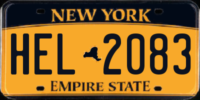 NY license plate HEL2083