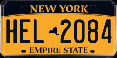 NY license plate HEL2084