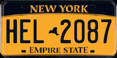 NY license plate HEL2087