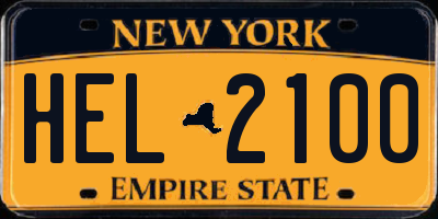 NY license plate HEL2100