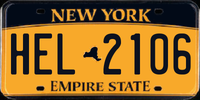 NY license plate HEL2106