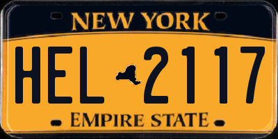NY license plate HEL2117