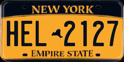 NY license plate HEL2127
