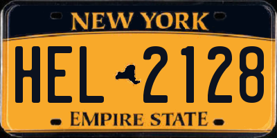 NY license plate HEL2128