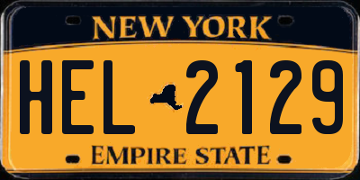 NY license plate HEL2129