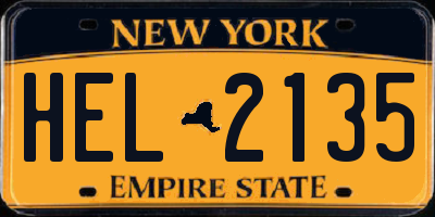 NY license plate HEL2135