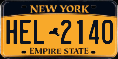 NY license plate HEL2140