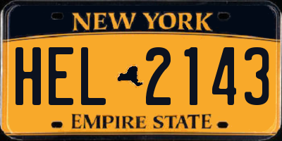 NY license plate HEL2143
