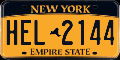 NY license plate HEL2144