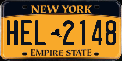 NY license plate HEL2148