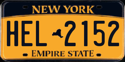 NY license plate HEL2152