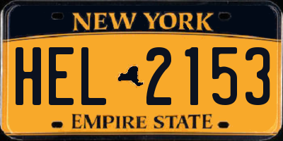 NY license plate HEL2153