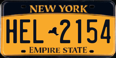NY license plate HEL2154