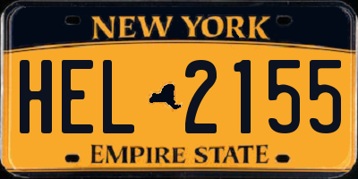 NY license plate HEL2155