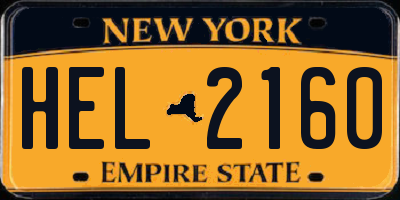 NY license plate HEL2160