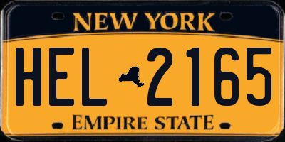 NY license plate HEL2165